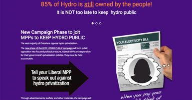 Keep Hydro Public campaign website