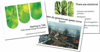 Powerpoint slides with pictures of trees and pollution