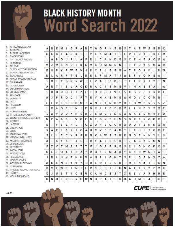 black history word search