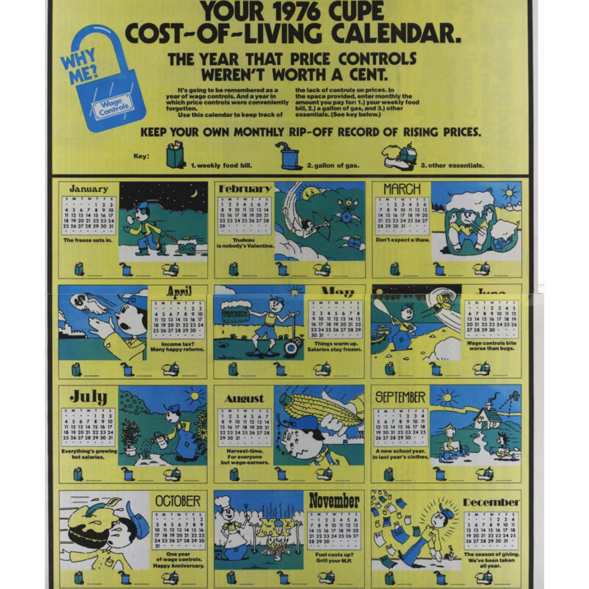 Calendrier du coût de la vie du SCFP de 1976