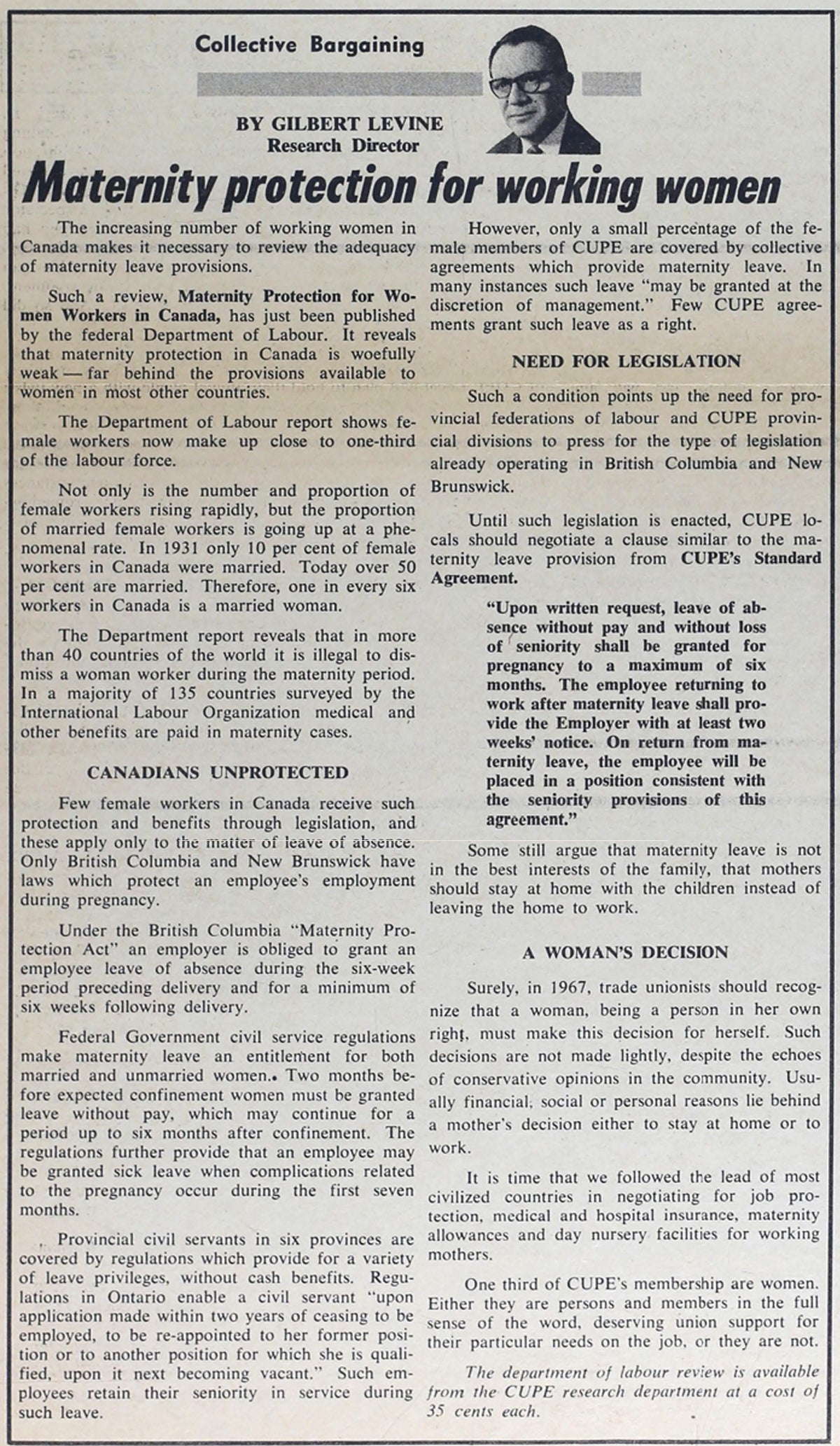 Article du SCFP de 1967