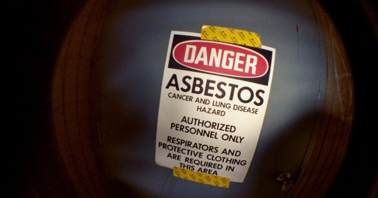 Asbestos danger sign