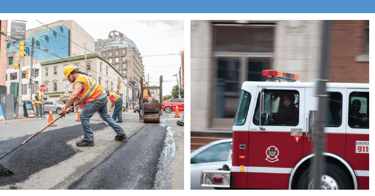 Back in house report cover with six photos of municipal services