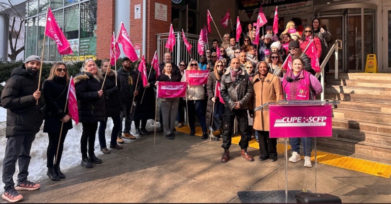 People standing at a podium