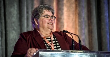 Marle Roberts at CUPE AB convention 2019