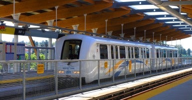 Skytrain stopped at a station