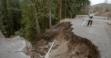 Highway damaged by flood