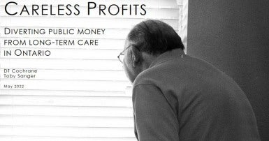 Man staring out window. Title: Careless Profits