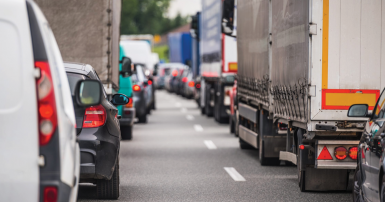 Traffic jams in the city during rush hour