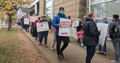 Striking workers on a picket line