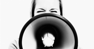 Woman holding megaphone