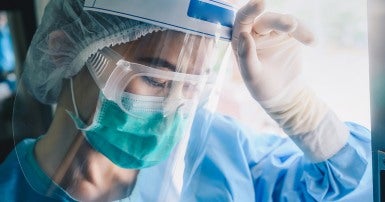 Health care worker with mask