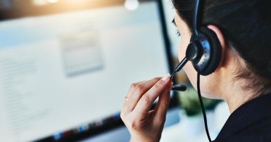 Help line worker supporting a caller