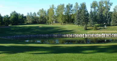 Golf course with water