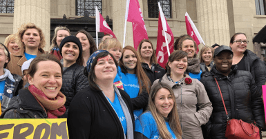 CUPE members celebrating midwifery in Manitoba