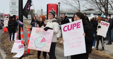 Picketers at Carleton University