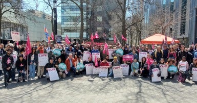 Members and supporters at CUPE 233 rally