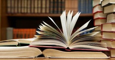 Books on library table