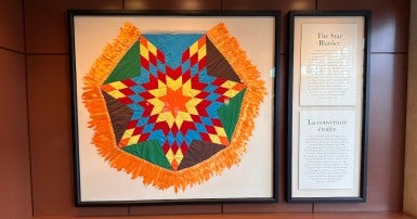 The Star Blanket, a quilted blanket in CUPE's lobby