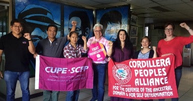 CUPE and COURAGE with the Cordillera Peoples’ Alliance (CPA) in Baguio City, Philippines. The CPA is an independent federation of grassroots organizations in Indigenous communities that working to promote and defend Indigenous peoples’ rights, human right