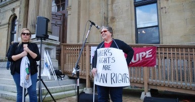 CUPE NB protest for injured workers