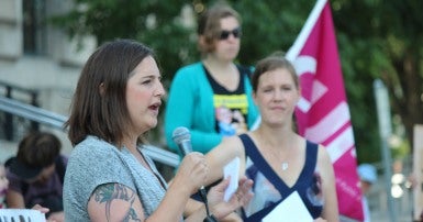 Winnipeg protest against lactation services August 2017