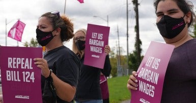 CUPE members rallying against Bill 124