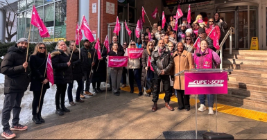People standing at a podium