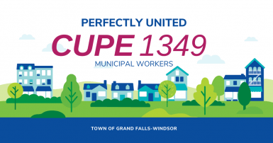 Web banner. Text: Perfectly United: CUPE 1349. Town of Grand Falls-Windsor.