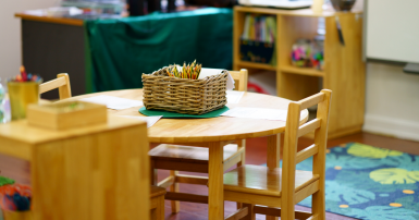 Empty child care classroom