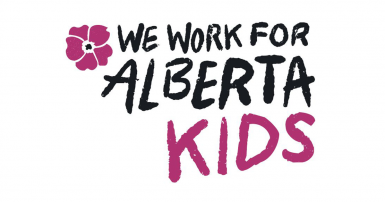 We work for Alberta kids written to look like chalk