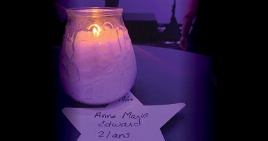 A candle in memory of one of Polytechnique's victims