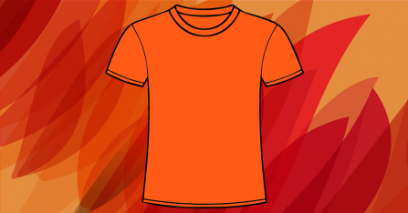 Orange Shirt Day Orange t-shirt on a light orange background with pattern in many shades of orange