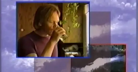 Screenshot from video of man drinking water