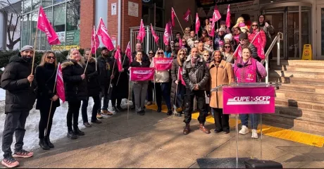 People standing at a podium