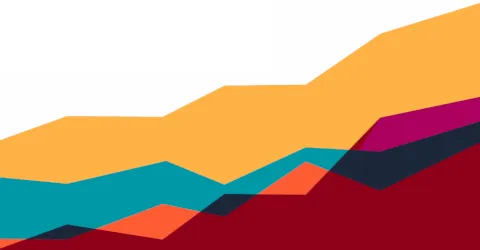 A graphic of different coloured lines moving from bottom left to top right