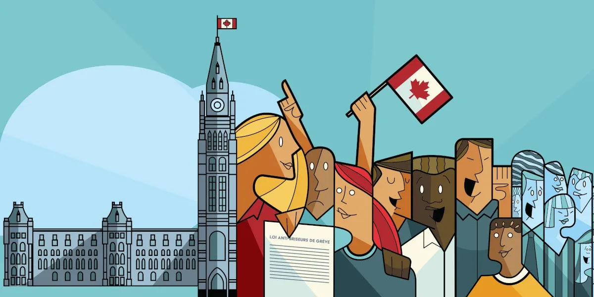 Demonstrators in front of Parliament Hill