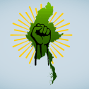 Map of Burma/Myanmar with a clenched fist