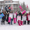People holding flags