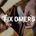 Hands holding an empty wallet with the words Fix OMERS