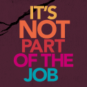 It's not part of the job Text: It's not part of the job Graphic: dark purple background with black crack