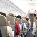 Passengers seated on an airplane