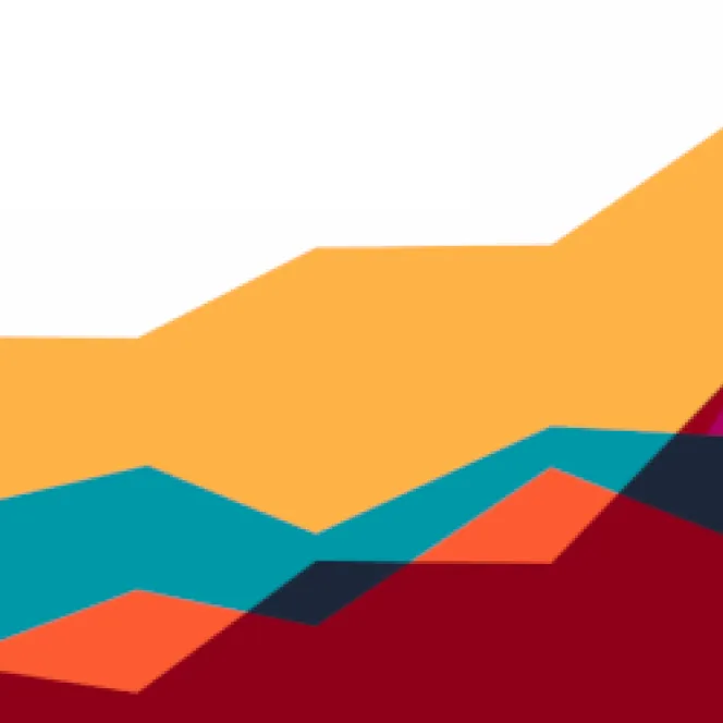 A graphic of different coloured lines moving from bottom left to top right