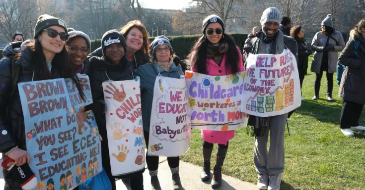 Child care workers rally