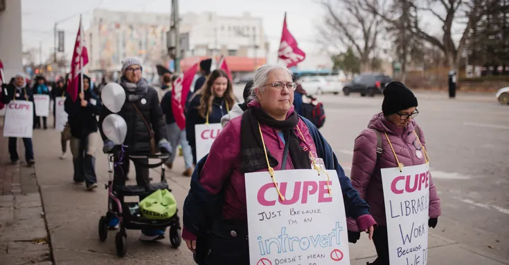 People walking a picket line