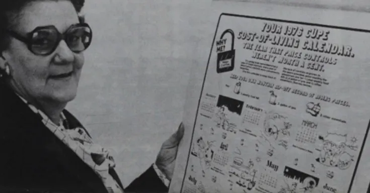 An old photo of Grace Harman from an article from 1976 on the inflation crisis