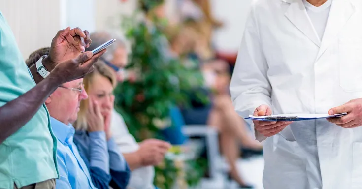 Crowded hospital waiting room