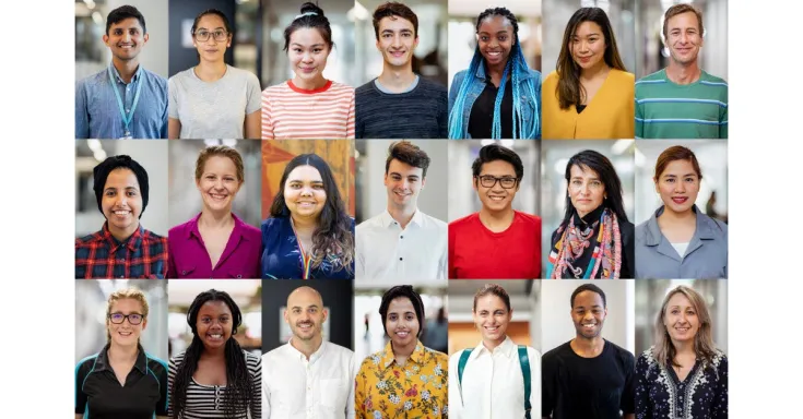 Collage of faces of international students