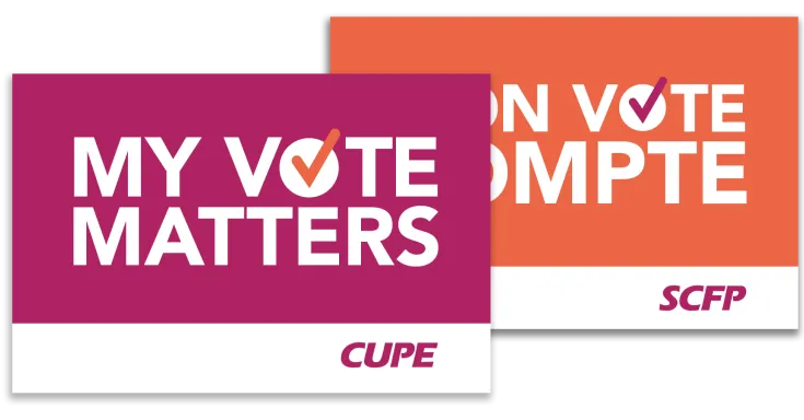 White text that says "My vote matters" on pink background.