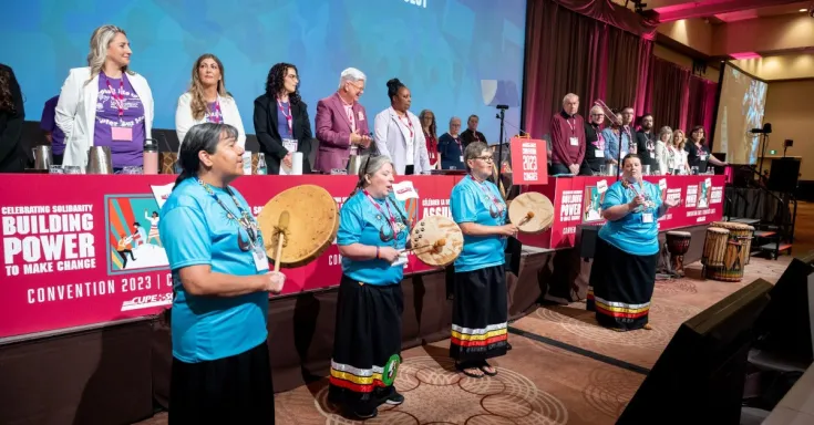 Indigenous drummers open the CUPE Ontario Convention 2023